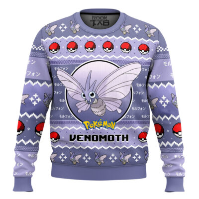 Hooktab Pokemon Gen 1 Venomoth Ugly Christmas Sweater