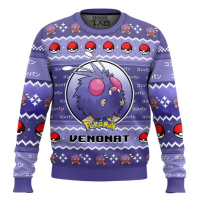 Hooktab Pokemon Gen 1 Venonat Ugly Christmas Sweater