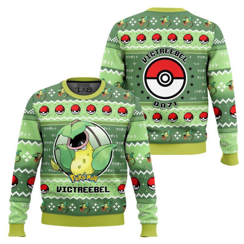 Hooktab Pokemon Gen 1 Victreebel Ugly Christmas Sweater Hooktab Pokemon Gen 1 Victreebel Ugly Christmas Sweater