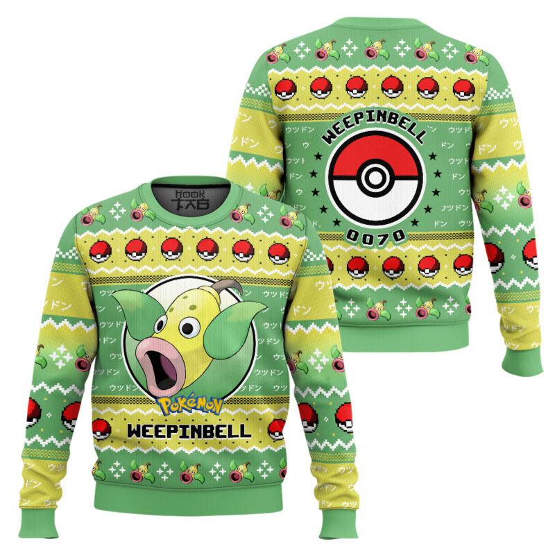 Hooktab Pokemon Gen 1 Weepinbell Ugly Christmas Sweater Hooktab Pokemon Gen 1 Weepinbell Ugly Christmas Sweater