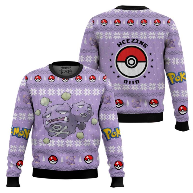Hooktab Pokemon Gen 1 Weezing Ugly Christmas Sweater Hooktab Pokemon Gen 1 Weezing Ugly Christmas Sweater