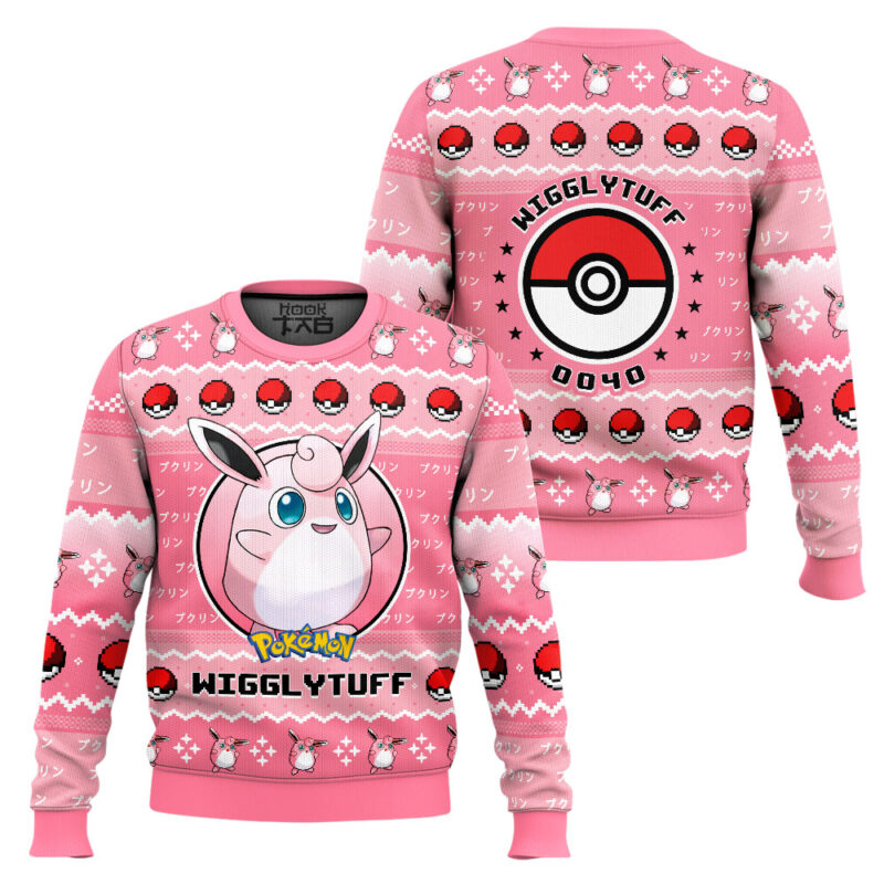 Hooktab Pokemon Gen 1 Wigglytuff Ugly Christmas Sweater Hooktab Pokemon Gen 1 Wigglytuff Ugly Christmas Sweater