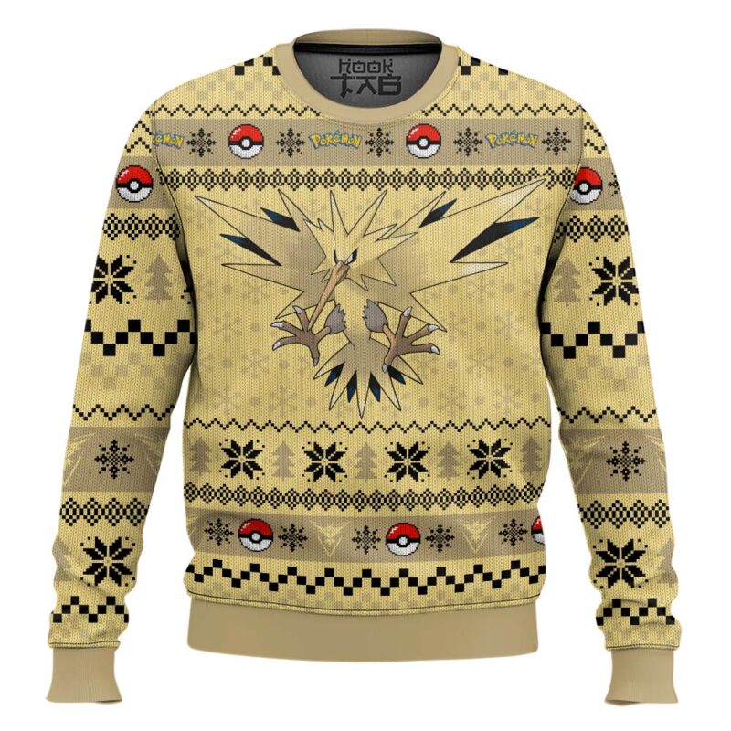 Hooktab Pokemon Gen 1 Zapdos Ugly Christmas Sweater