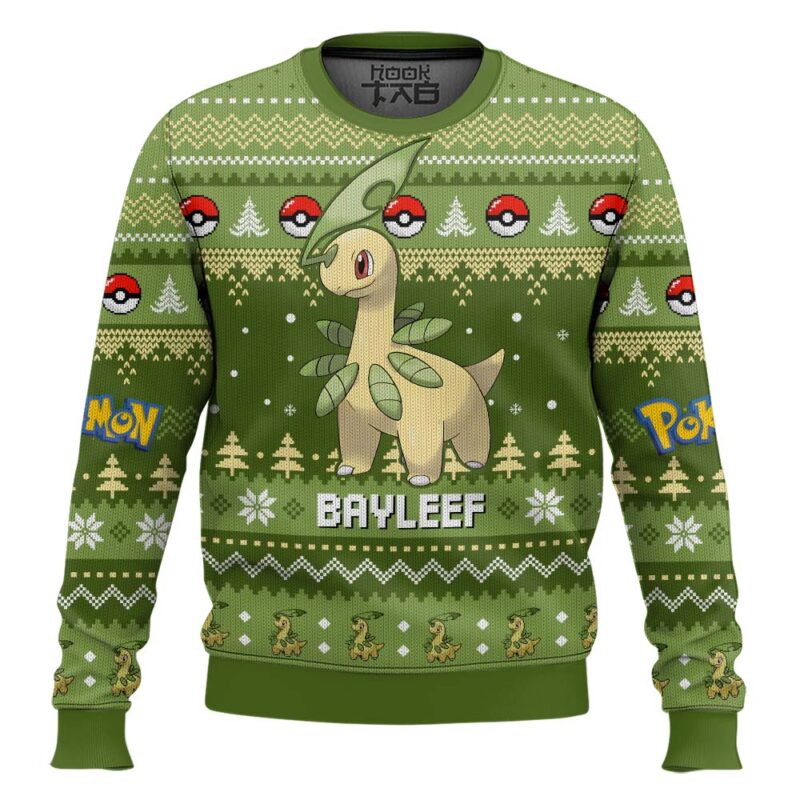 Hooktab Pokemon Gen 2 Bayleef Ugly Christmas Sweater