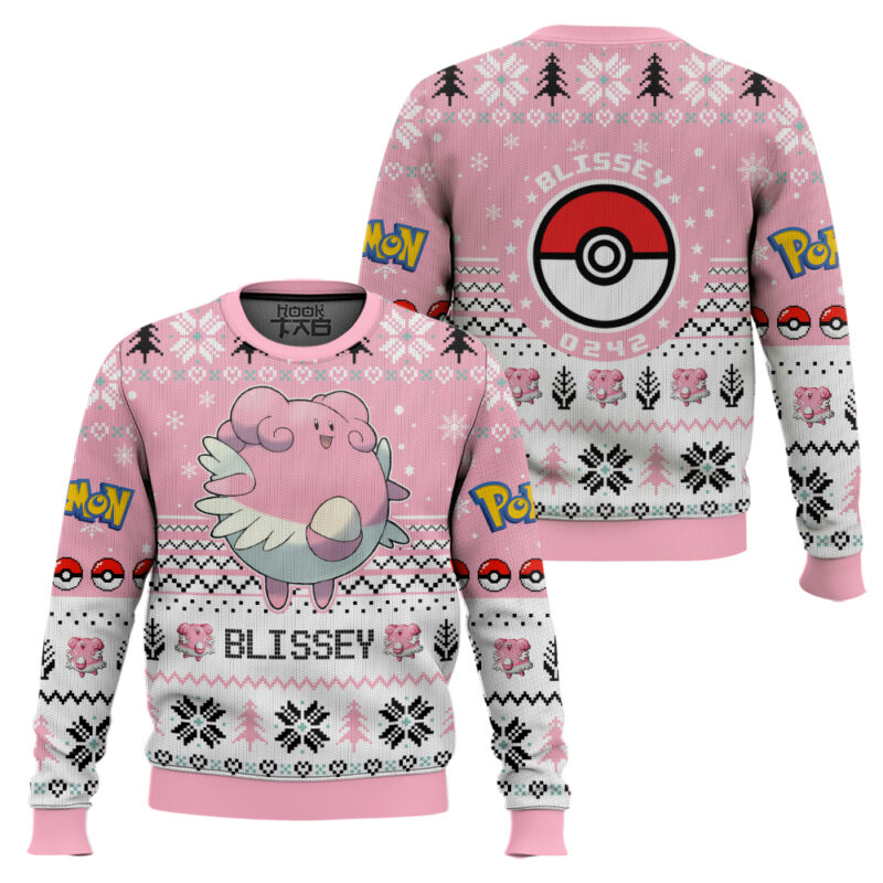 Hooktab Pokemon Gen 2 Blissey Ugly Christmas Sweater Hooktab Pokemon Gen 2 Blissey Ugly Christmas Sweater