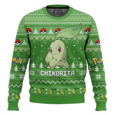 Hooktab Pokemon Gen 2 Chikorita Ugly Christmas Sweater