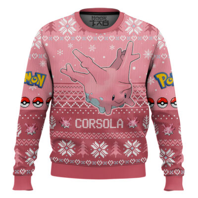 Hooktab Pokemon Gen 2 Corsola Ugly Christmas Sweater