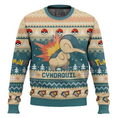 Hooktab Pokemon Gen 2 Cyndaquil Ugly Christmas Sweater