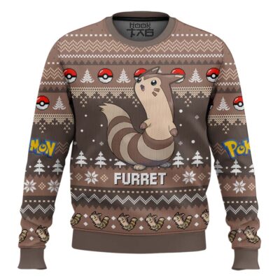Hooktab Pokemon Gen 2 Furret Ugly Christmas Sweater