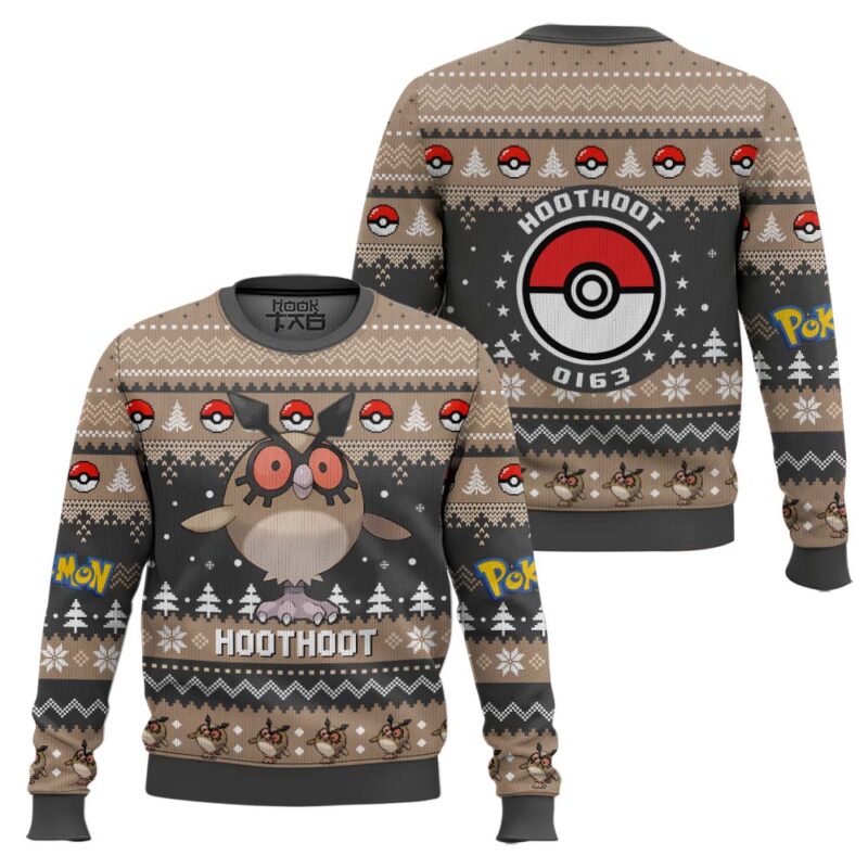 Hooktab Pokemon Gen 2 Hoothoot Ugly Christmas Sweater Hooktab Pokemon Gen 2 Hoothoot Ugly Christmas Sweater