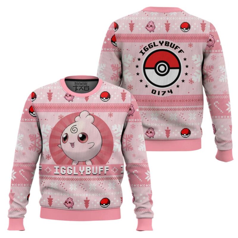 Hooktab Pokemon Gen 2 Igglybuff Ugly Christmas Sweater Hooktab Pokemon Gen 2 Igglybuff Ugly Christmas Sweater