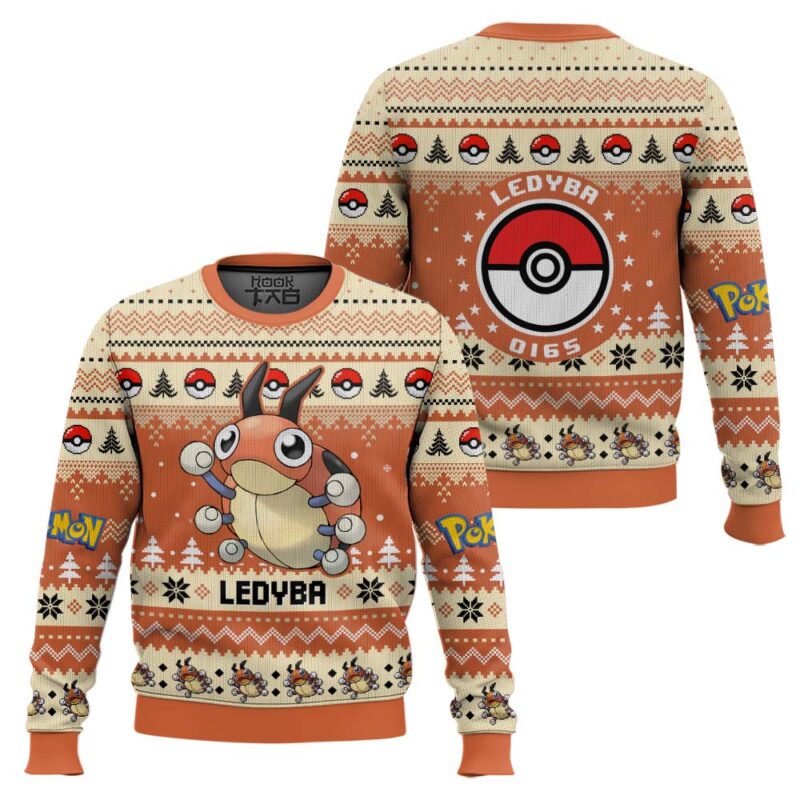 Hooktab Pokemon Gen 2 Ledyba Ugly Christmas Sweater Hooktab Pokemon Gen 2 Ledyba Ugly Christmas Sweater