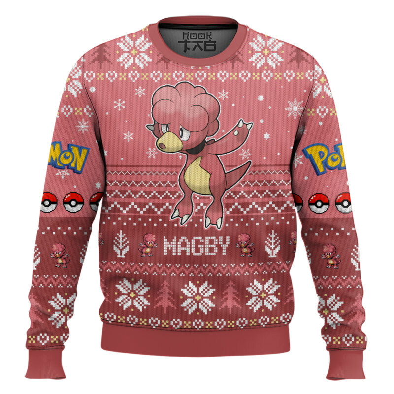 Hooktab Pokemon Gen 2 Magby Ugly Christmas Sweater