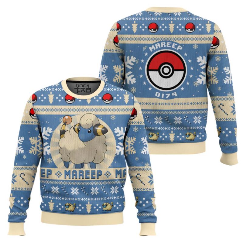 Hooktab Pokemon Gen 2 Mareep Ugly Christmas Sweater Hooktab Pokemon Gen 2 Mareep Ugly Christmas Sweater