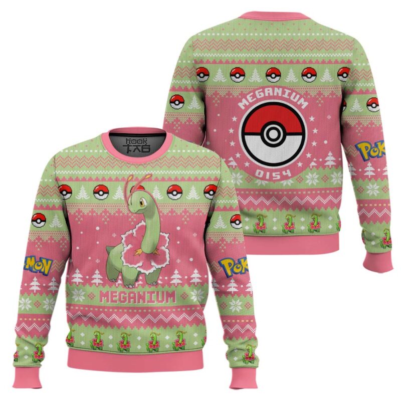 Hooktab Pokemon Gen 2 Meganium Ugly Christmas Sweater Hooktab Pokemon Gen 2 Meganium Ugly Christmas Sweater