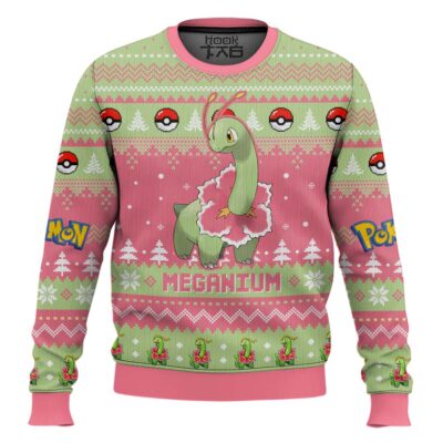 Hooktab Pokemon Gen 2 Meganium Ugly Christmas Sweater
