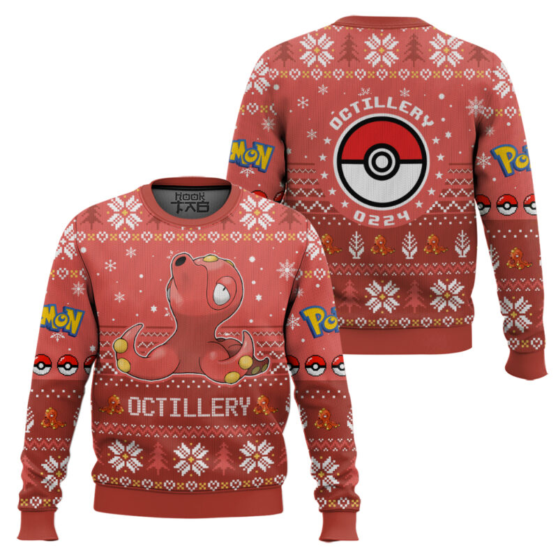 Hooktab Pokemon Gen 2 Octillery Ugly Christmas Sweater Hooktab Pokemon Gen 2 Octillery Ugly Christmas Sweater
