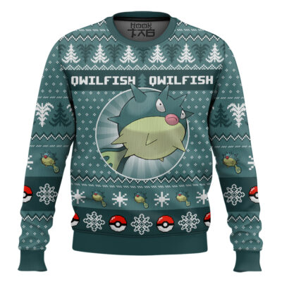 Hooktab Pokemon Gen 2 Qwilfish Ugly Christmas Sweater