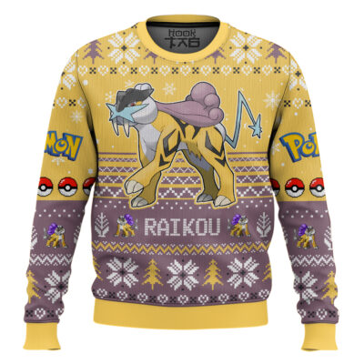 Hooktab Pokemon Gen 2 Raikou Ugly Christmas Sweater