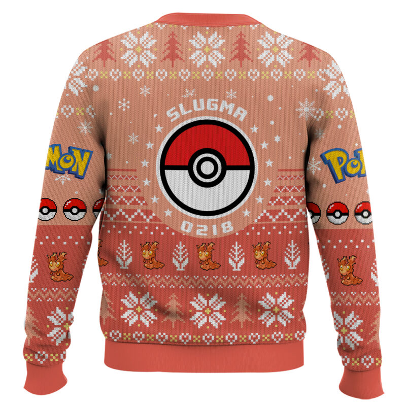 Hooktab Pokemon Gen 2 Slugma Ugly Christmas Sweater Hooktab Pokemon Gen 2 Slugma Ugly Christmas Sweater