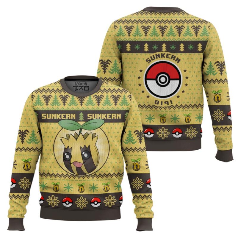 Hooktab Pokemon Gen 2 Sunkern Ugly Christmas Sweater Hooktab Pokemon Gen 2 Sunkern Ugly Christmas Sweater