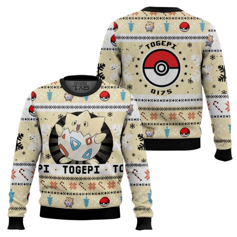 Hooktab Pokemon Gen 2 Togepi Ugly Christmas Sweater Hooktab Pokemon Gen 2 Togepi Ugly Christmas Sweater