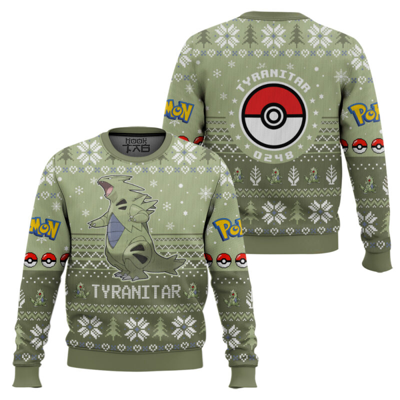 Hooktab Pokemon Gen 2 Tyranitar Ugly Christmas Sweater Hooktab Pokemon Gen 2 Tyranitar Ugly Christmas Sweater