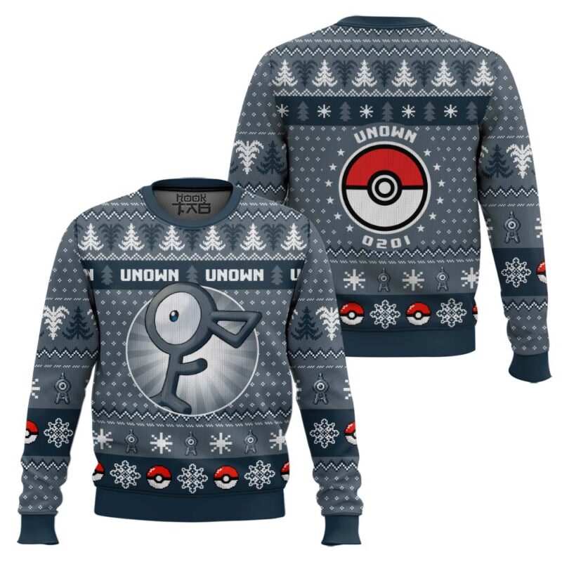 Hooktab Pokemon Gen 2 Unown Ugly Christmas Sweater Hooktab Pokemon Gen 2 Unown Ugly Christmas Sweater