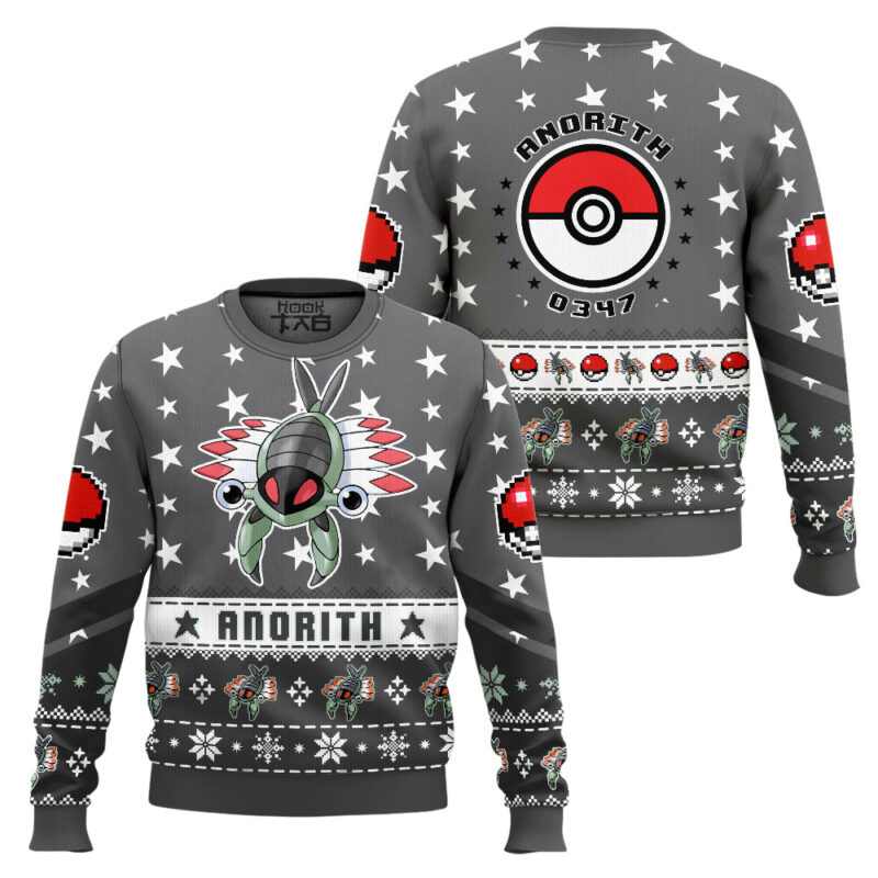 Hooktab Pokemon Gen 3 Anorith Ugly Christmas Sweater Hooktab Pokemon Gen 3 Anorith Ugly Christmas Sweater