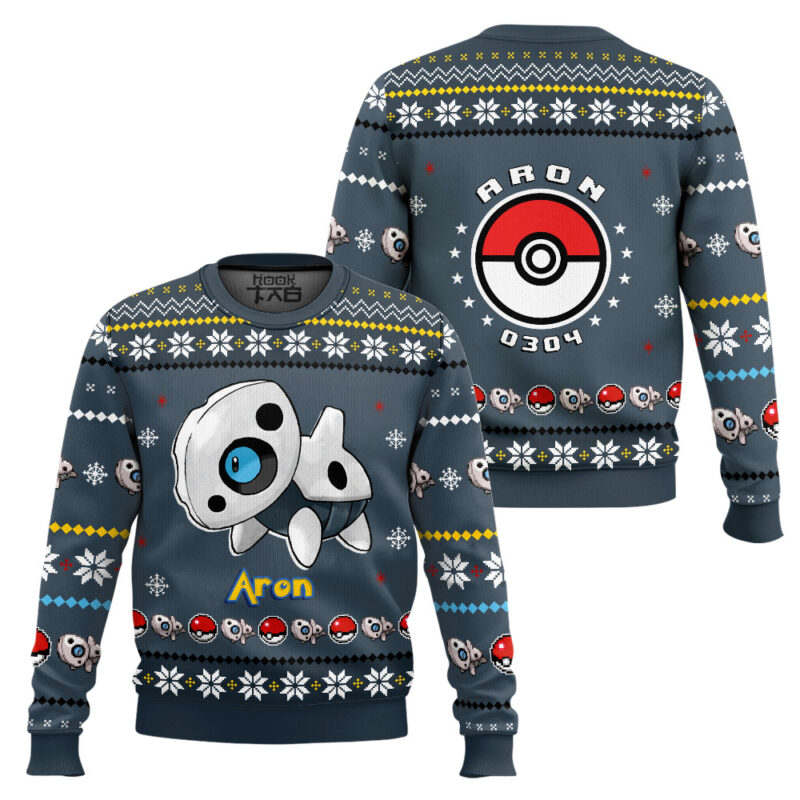 Hooktab Pokemon Gen 3 Aron Ugly Christmas Sweater Hooktab Pokemon Gen 3 Aron Ugly Christmas Sweater