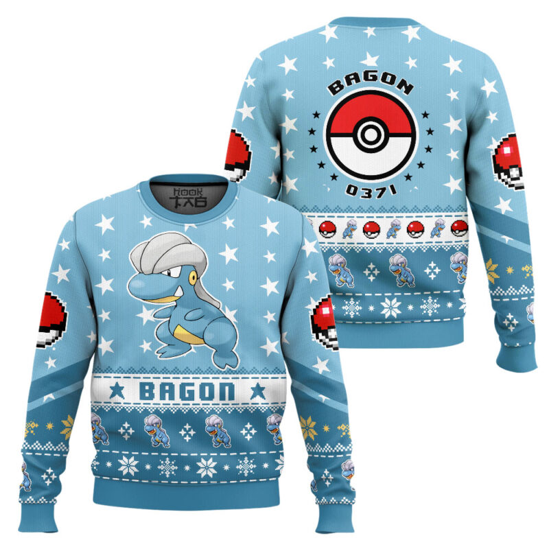 Hooktab Pokemon Gen 3 Bagon Ugly Christmas Sweater Hooktab Pokemon Gen 3 Bagon Ugly Christmas Sweater