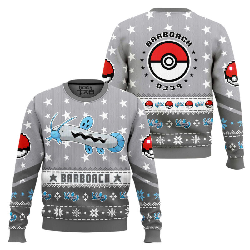 Hooktab Pokemon Gen 3 Barboach Ugly Christmas Sweater Hooktab Pokemon Gen 3 Barboach Ugly Christmas Sweater