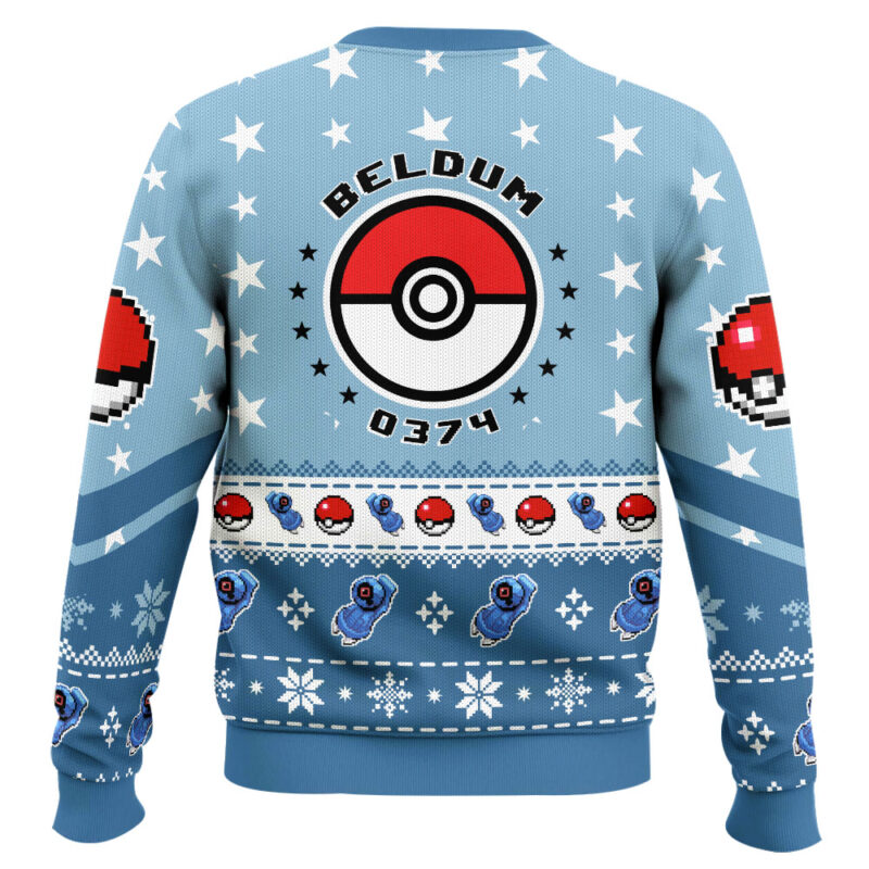 Hooktab Pokemon Gen 3 Beldum Ugly Christmas Sweater Hooktab Pokemon Gen 3 Beldum Ugly Christmas Sweater
