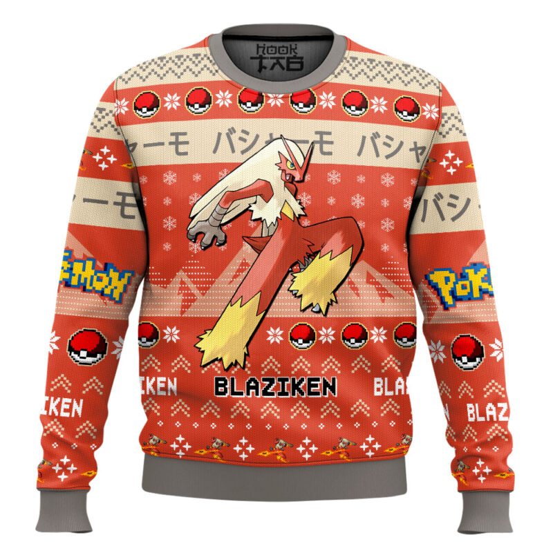 Hooktab Pokemon Gen 3 Blaziken Ugly Christmas Sweater