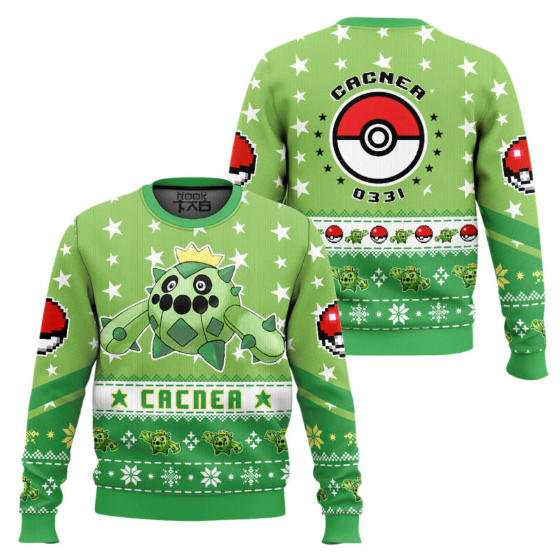 Hooktab Pokemon Gen 3 Cacnea Ugly Christmas Sweater Hooktab Pokemon Gen 3 Cacnea Ugly Christmas Sweater