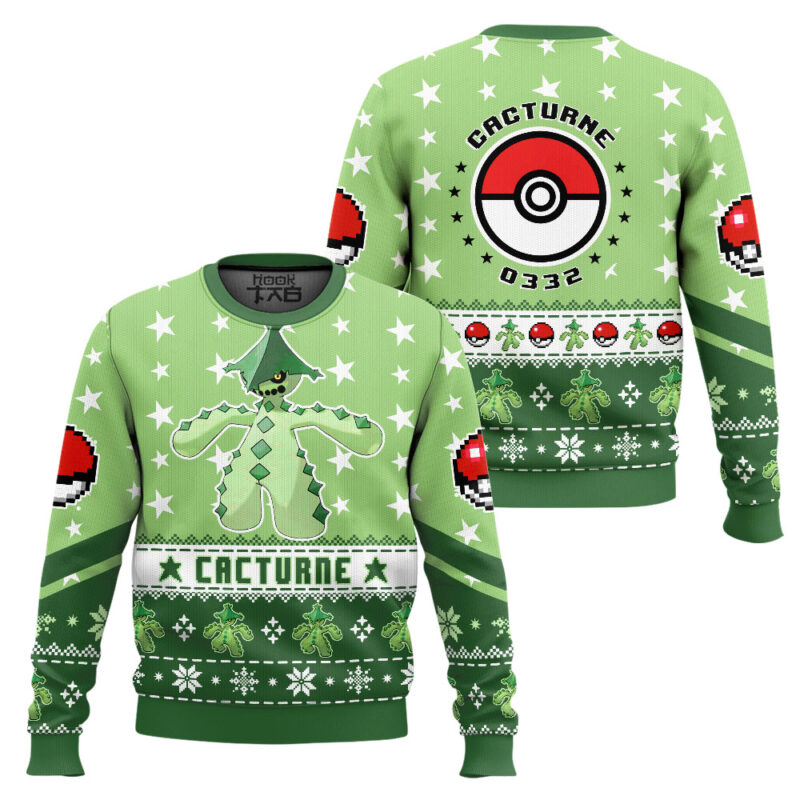 Hooktab Pokemon Gen 3 Cacturne Ugly Christmas Sweater Hooktab Pokemon Gen 3 Cacturne Ugly Christmas Sweater