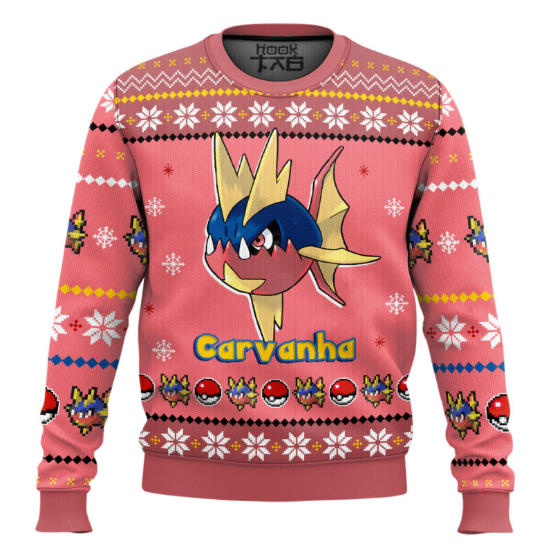 Hooktab Pokemon Gen 3 Carvanha Ugly Christmas Sweater