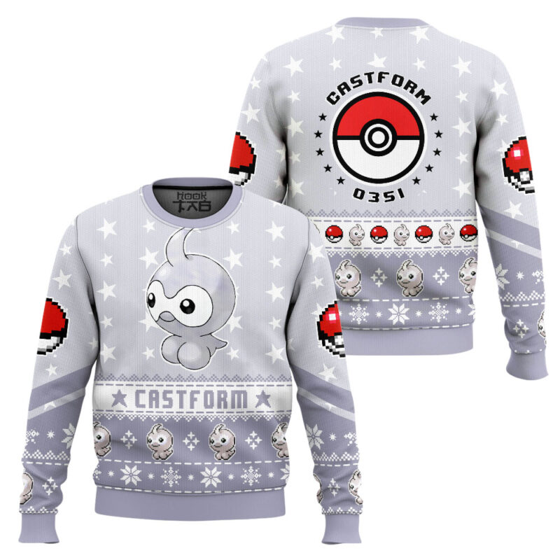Hooktab Pokemon Gen 3 Castform Ugly Christmas Sweater Hooktab Pokemon Gen 3 Castform Ugly Christmas Sweater