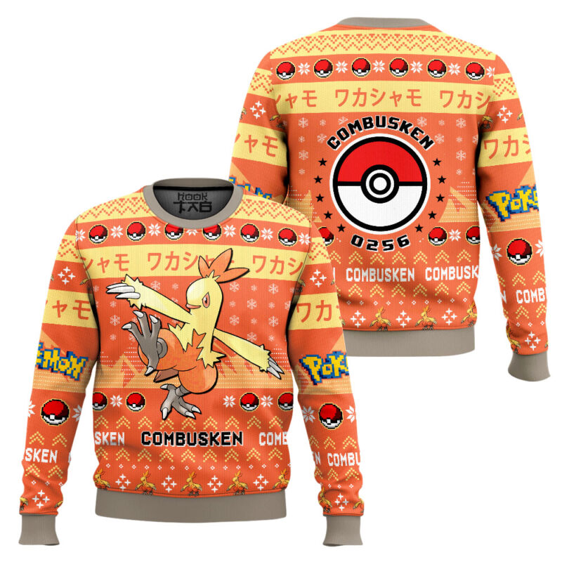 Hooktab Pokemon Gen 3 Combusken Ugly Christmas Sweater Hooktab Pokemon Gen 3 Combusken Ugly Christmas Sweater