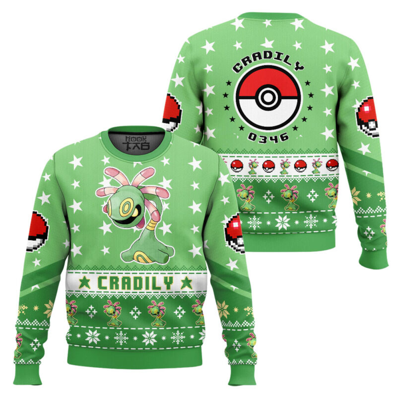 Hooktab Pokemon Gen 3 Cradily Ugly Christmas Sweater Hooktab Pokemon Gen 3 Cradily Ugly Christmas Sweater