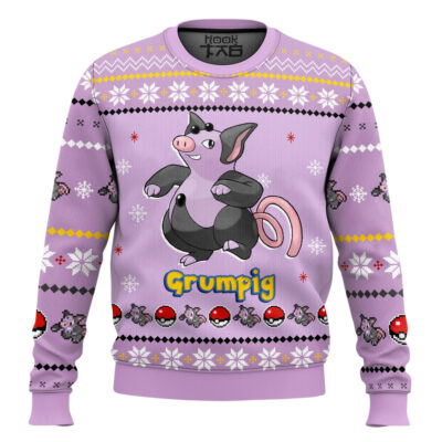 Hooktab Pokemon Gen 3 Grumpig Ugly Christmas Sweater
