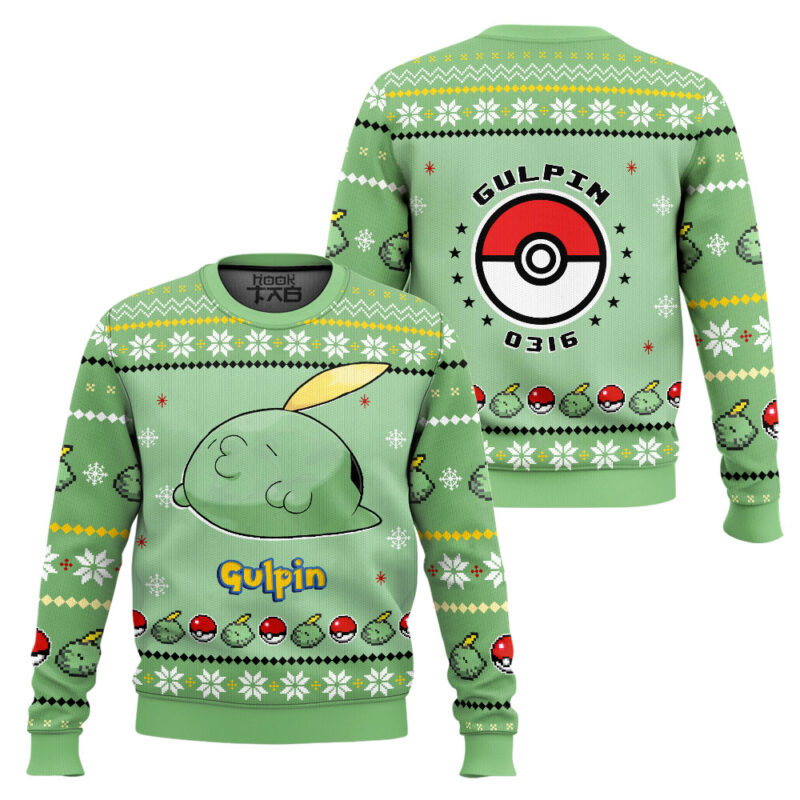 Hooktab Pokemon Gen 3 Gulpin Ugly Christmas Sweater Hooktab Pokemon Gen 3 Gulpin Ugly Christmas Sweater