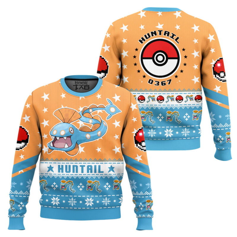 Hooktab Pokemon Gen 3 Huntail Ugly Christmas Sweater Hooktab Pokemon Gen 3 Huntail Ugly Christmas Sweater