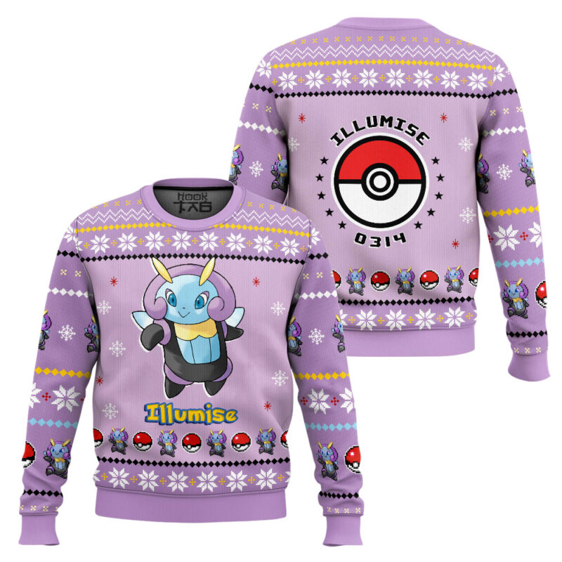 Hooktab Pokemon Gen 3 Illumise Ugly Christmas Sweater Hooktab Pokemon Gen 3 Illumise Ugly Christmas Sweater