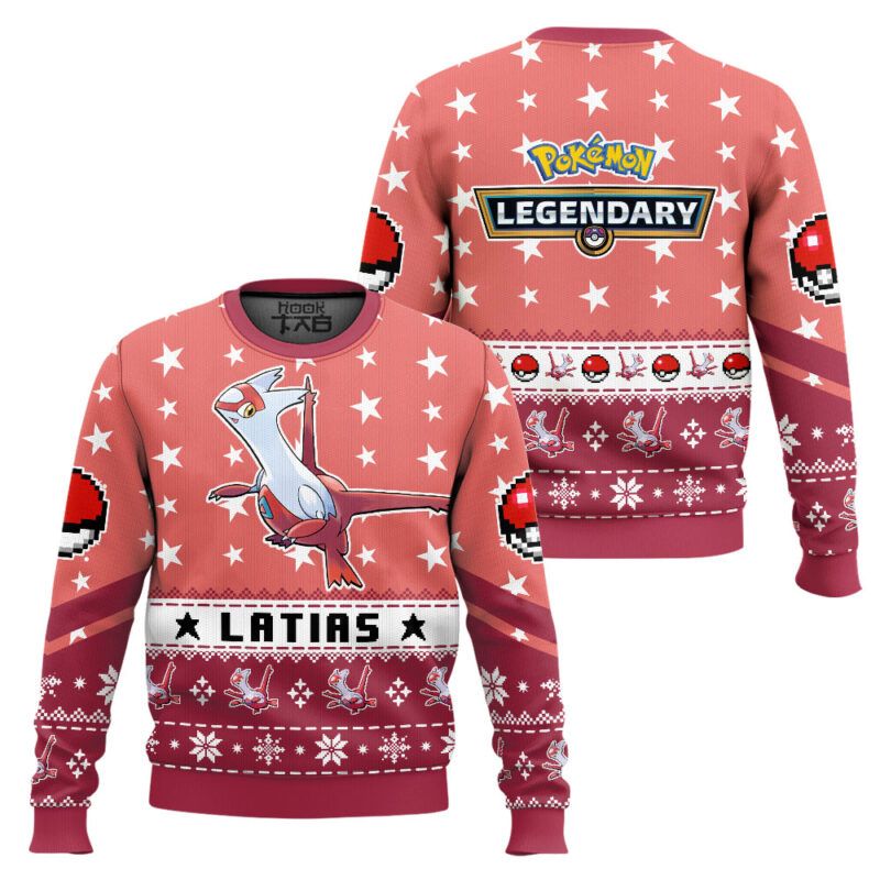 Hooktab Pokemon Gen 3 Latias Ugly Christmas Sweater Hooktab Pokemon Gen 3 Latias Ugly Christmas Sweater