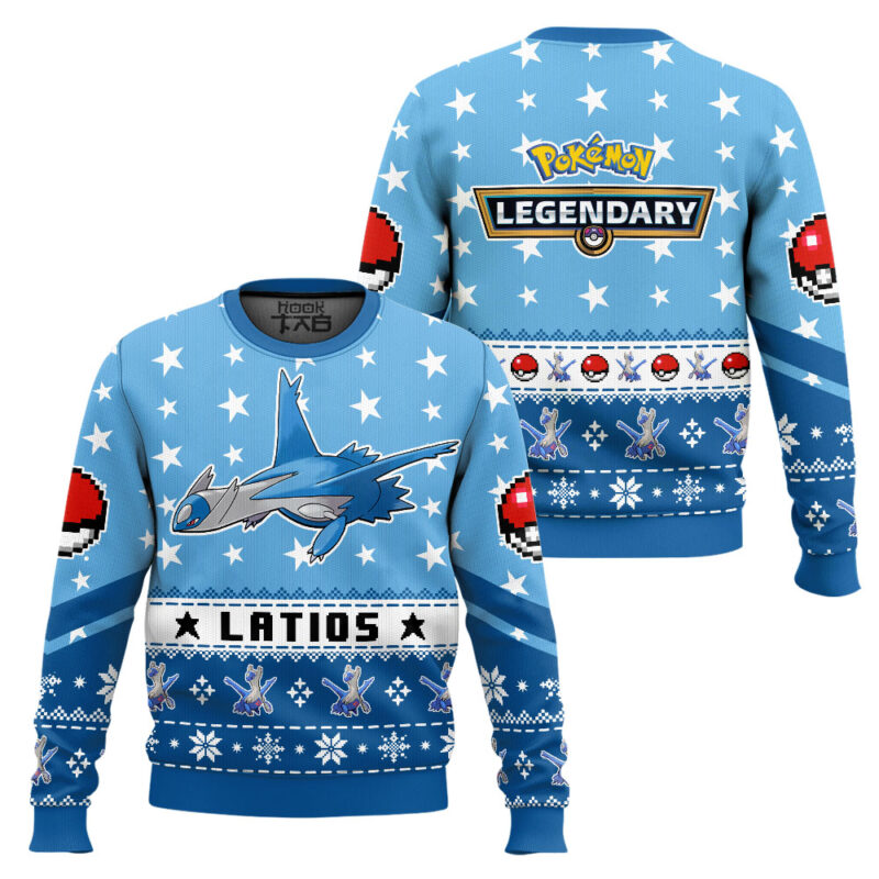 Hooktab Pokemon Gen 3 Latios Ugly Christmas Sweater Hooktab Pokemon Gen 3 Latios Ugly Christmas Sweater