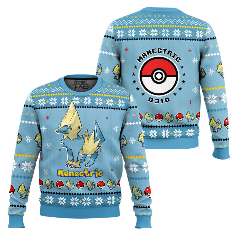 Hooktab Pokemon Gen 3 Manectric Ugly Christmas Sweater Hooktab Pokemon Gen 3 Manectric Ugly Christmas Sweater