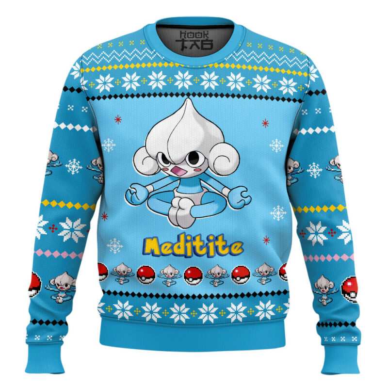 Hooktab Pokemon Gen 3 Meditite Ugly Christmas Sweater