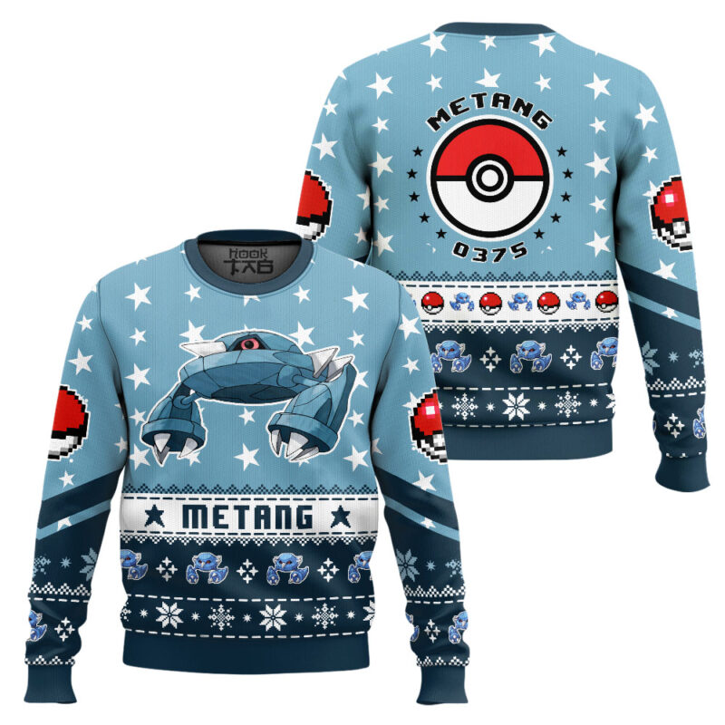 Hooktab Pokemon Gen 3 Metang Ugly Christmas Sweater Hooktab Pokemon Gen 3 Metang Ugly Christmas Sweater