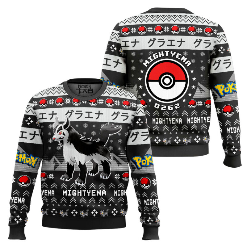 Hooktab Pokemon Gen 3 Mightyena Ugly Christmas Sweater Hooktab Pokemon Gen 3 Mightyena Ugly Christmas Sweater